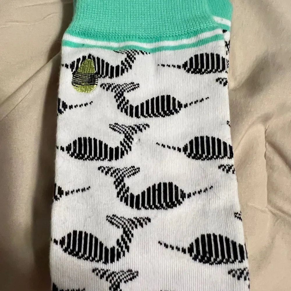 Stylish Black and White Narwhal Patterned Socks